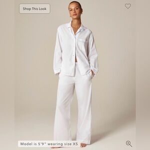 J. Crew Women's Classic 100% Cotton White Pajama Set